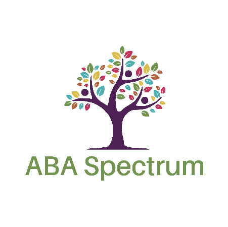 A logo for ABA Spectrum Therapy with a white background