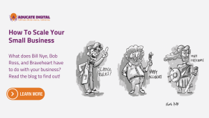 A cartoon of Bill Nye, Bob Ross, and Braveheart