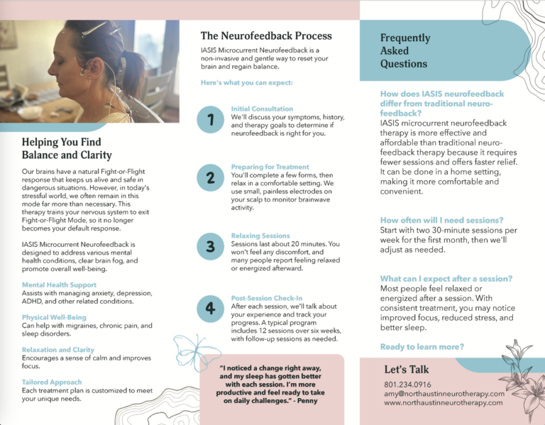 tri-fold brochure for North Austin Neurotherapy designed by Aducate Digital