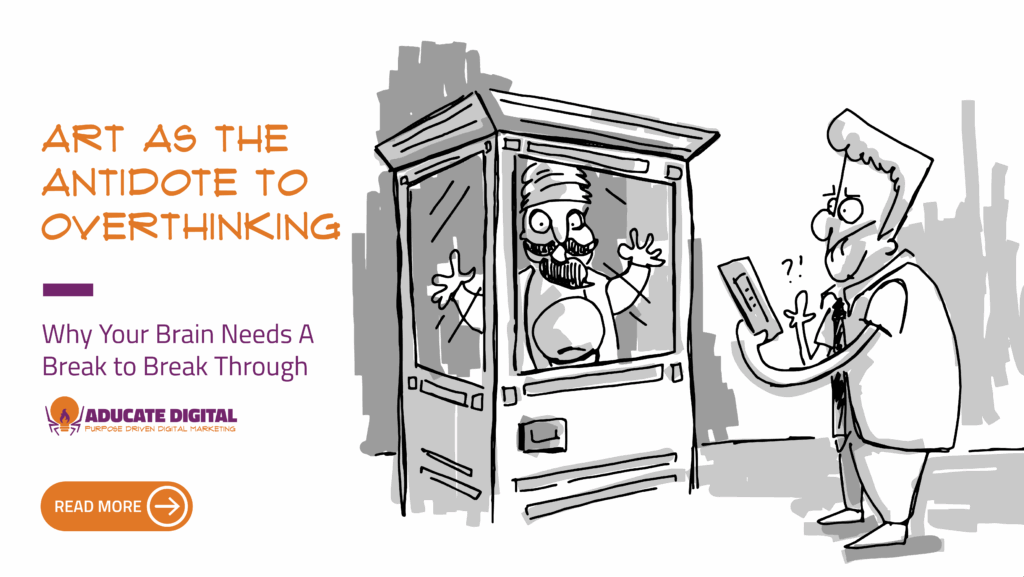 Illustration of a person standing in front of a fortune teller machine, frustrated as they read a vague response card from an automated magician.