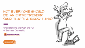 Illustration of a frustrated person throwing their hands up and stomping on a laptop, symbolizing the overwhelm of misaligned entrepreneurship.